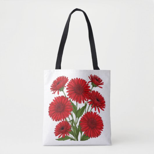 Rode Gerbera Daisy Boeket Tote Bag (Voorkant)