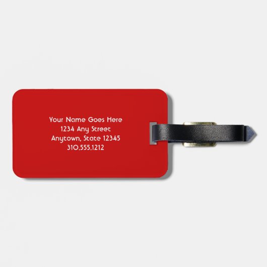 Rode gerbera daisy foto aangepaste naam script mod bagagelabel (Achterkant horizontaal)