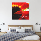 Rode Gerbera Daisy Fotografie Inspireer Script Vet Canvas Afdruk (Insitu (Slaapkamer))
