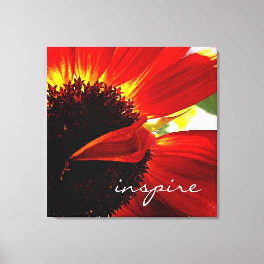 Rode Gerbera Daisy Fotografie Inspireer Script Vet Canvas Afdruk (Voorkant)