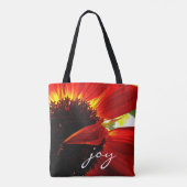 Rode Gerbera Daisy Fotografie Vreugde Script Moder Tote Bag (Achterkant)