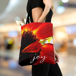 Rode Gerbera Daisy Fotografie Vreugde Script Moder Tote Bag