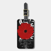 Rode Gerbera Daisy w/Swirl Naam Bagagelabel (Voorkant verticaal)