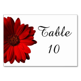 Rode Gerbera Daisy Wedding Table Card Kaart