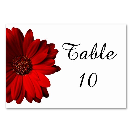 Rode Gerbera Daisy Wedding Table Card Kaart (Voorkant)