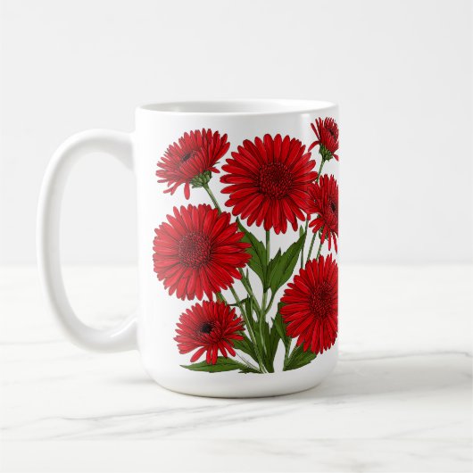 Rode Gerbera Madelief Boeket Koffiemok (Links)