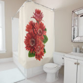 Rode Gerbera Madeliefjes Douchegordijn (In situ)