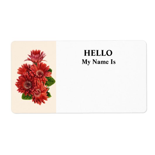 Rode Gerbera Madeliefjes Etiket (Voorkant)