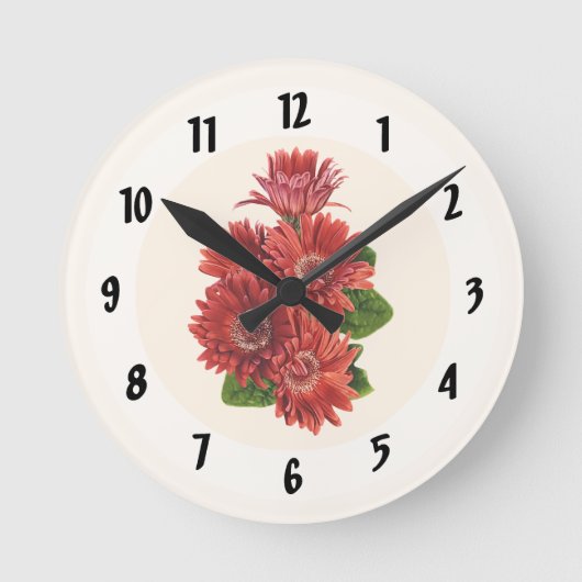 Rode Gerbera Madeliefjes Ronde Klok (Voorkant)
