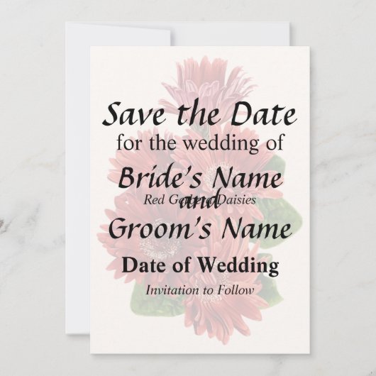 Rode Gerbera Madeliefjes Save The Date (Voorkant)