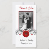 Rode Gerbera-Margriet Bloemige Dankjewel-Fotokaart Bedankkaart (Voorkant)