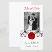 Rode Gerbera-Margriet Bloemige Dankjewel-Fotokaart Bedankkaart (Voorkant / Achterkant)