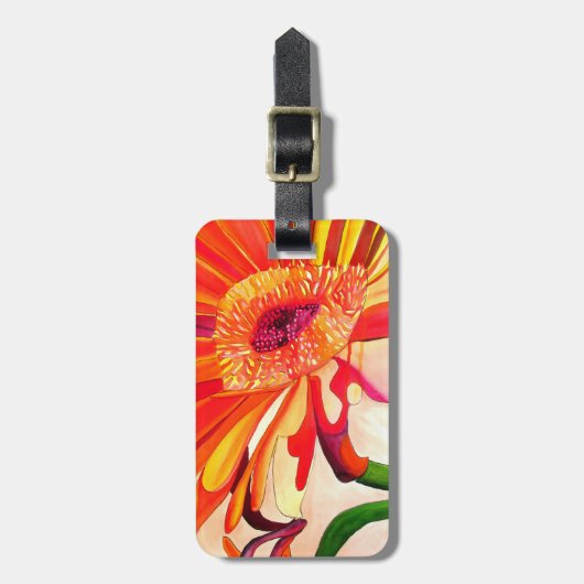 Rode Gerbera waterverf schilderkunst Bagagelabel (Voorkant verticaal)