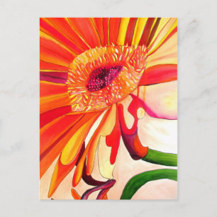 Rode Gerbera waterverf schilderkunst Briefkaart
