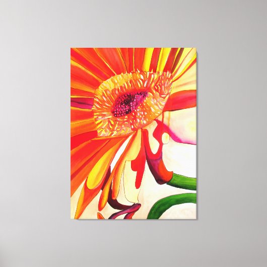 Rode Gerbera waterverf schilderkunst Canvas Afdruk (Voorkant)