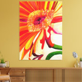 Rode Gerbera waterverf schilderkunst Canvas Afdruk (Insitu (Woonkamer))