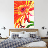Rode Gerbera waterverf schilderkunst Canvas Afdruk (Insitu (Slaapkamer))