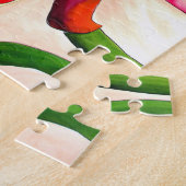 Rode Gerbera waterverf schilderkunst Legpuzzel (Zijkant)