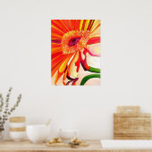 Rode Gerbera waterverf schilderkunst Poster (Keuken)
