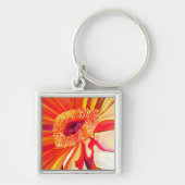 Rode Gerbera waterverf schilderkunst Sleutelhanger (Voorkant)