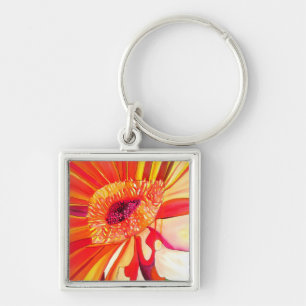 Rode Gerbera waterverf schilderkunst Sleutelhanger
