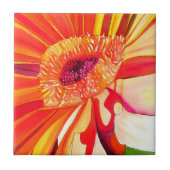 Rode Gerbera waterverf schilderkunst Tegeltje (Voorkant)