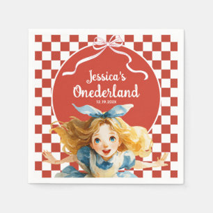 Rode Geruite Alice in ONEDERLAND 1e Verjaardag Servet