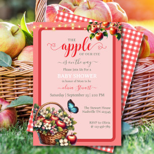 Rode geruite appel van mijn oog baby shower uitnod kaart