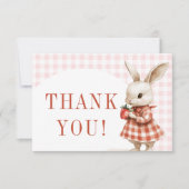 Rode Geruite Berry Sweet Bunny Baby shower Flat Bedankkaart (Voorkant)