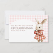 Rode Geruite Berry Sweet Bunny Baby shower Flat Bedankkaart (Achterkant)