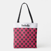 Rode geruite Buffalo Check Kerstwinkel Custom Tote Bag (Achterkant)