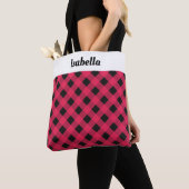 Rode geruite Buffalo Check Kerstwinkel Custom Tote Bag (Dichtbij)