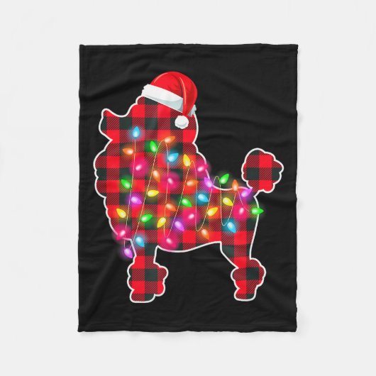 Rode geruite Buffalo Odle hond kerstlichten pyjama Fleece Deken (Voorkant)