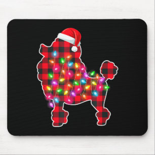 Rode geruite Buffalo Odle hond kerstlichten pyjama Muismat