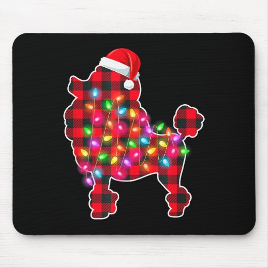Rode geruite Buffalo Odle hond kerstlichten pyjama Muismat (Voorkant)