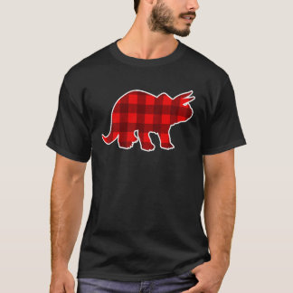 Rode geruite dinosaurus kerst familie matching out t-shirt