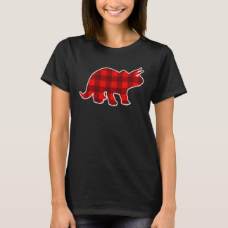 Rode geruite dinosaurus kerst familie matching out t-shirt