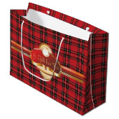 Rode geruite fancy label cadeautas (Voorkant Gekanteld)