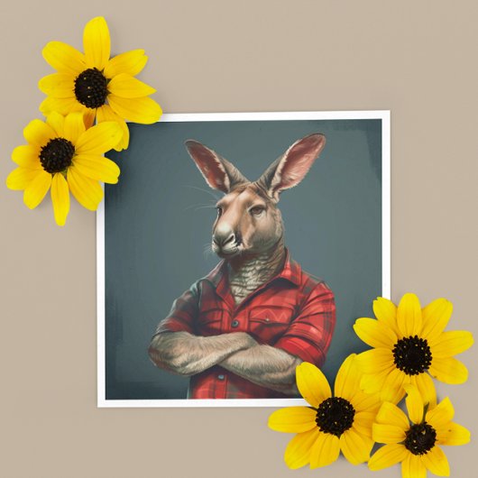 Rode geruite flanellen houthakkers kangoeroe vader kaart