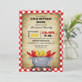 Rode geruite Gingham kookpot voor rivierkreeften Kaart (Staand voorkant)