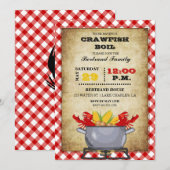 Rode geruite Gingham kookpot voor rivierkreeften Kaart (Voorkant / Achterkant)