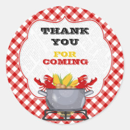 Rode geruite Gingham kreeften kookpot Ronde Sticker