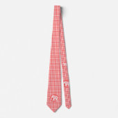 Rode geruite gingham met Witte Olifant Stropdas (Voorkant)