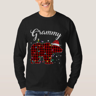 Rode geruite Grammy-beer bijpassende Buffalo-slaap T-shirt