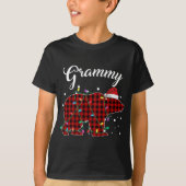 Rode geruite Grammy-beer bijpassende Buffalo-slaap T-shirt (Voorkant)