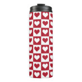 Rode geruite harten Schattigee Valentijnsdag Thermosbeker (Voorkant)