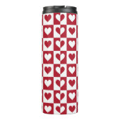Rode geruite harten Schattigee Valentijnsdag Thermosbeker (Achterkant)