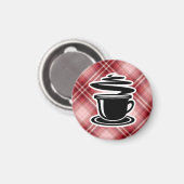 Rode geruite hete koffie magneet (Voorkant / Achterkant)