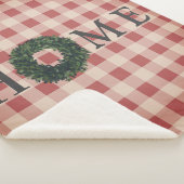 Rode geruite HOME-typografie Boerderijstijl Stijlv Sherpa Deken (3/4)