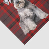 Rode geruite Kerstschnauzer-hond Vakantie Tissuepapier (Detail)